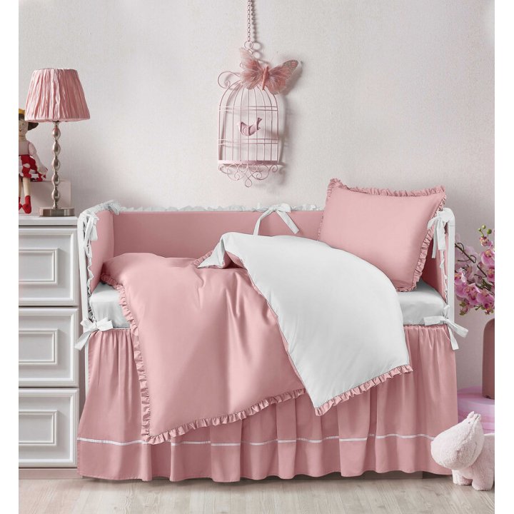 Комплект постельного белья в колыбель «Mia Rosa Romantica» (цвет: нежно-розовый/молочный, сатин)