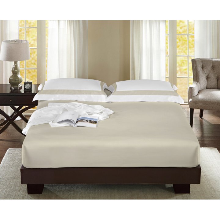 Простыня на резинке «Sharmes», цвет: кремовый (200х200х40 см; сатин: 100% хлопок Pima; арт. 1270)