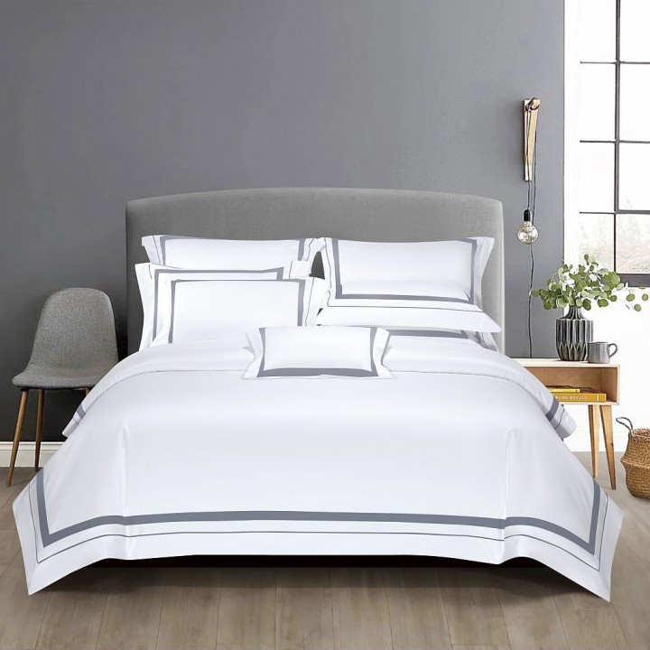 Постельное белье «Lisere», цвет: серый (евро; сатин: 100% египетский хлопок; арт. 2332-6)