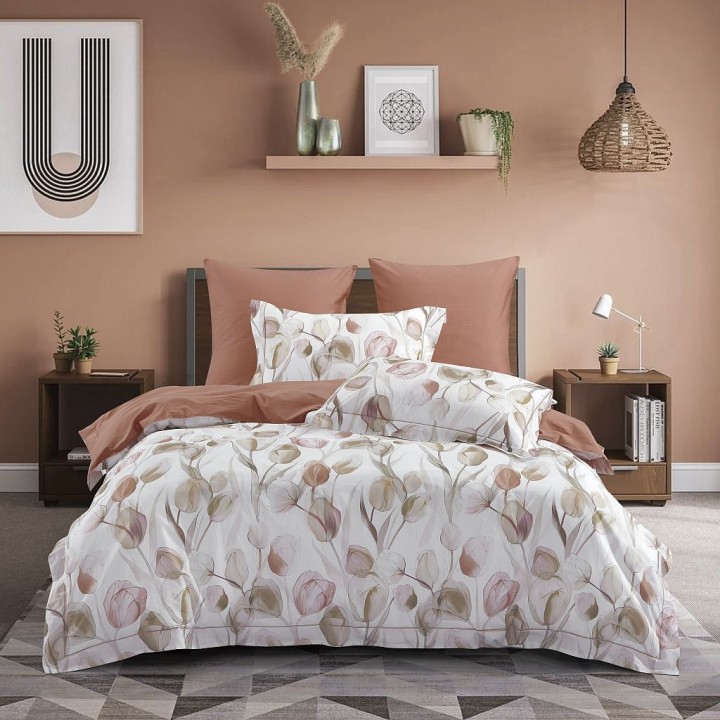 Постельное белье «Тюльпаны» (евро; сатин: 100% хлопок; арт. 2346-6)