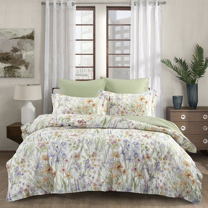 Постельное белье «Летние акварели» (дуэт; сатин: 100% хлопок; арт. 2351-7)