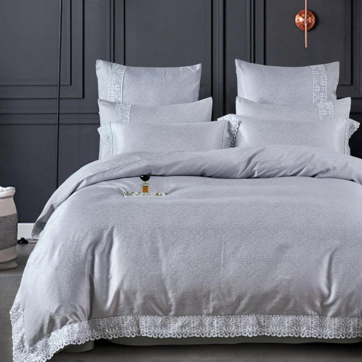 Наволочки «Муар» с кружевом (70х70 см - 2 шт.; жаккардовый сатин: 45% хлопок, 55% вискоза / сатин: 100% хлопок; арт. 2227-1L)