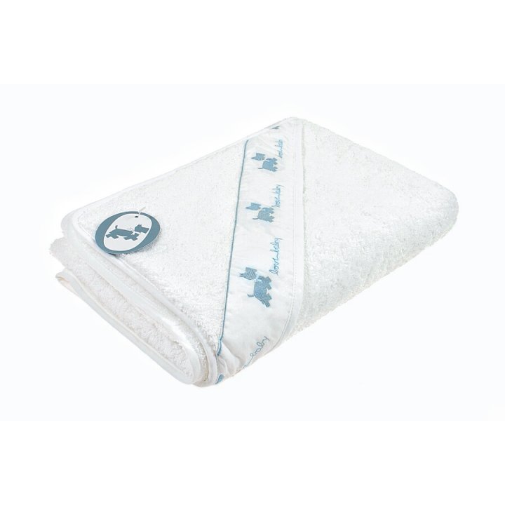 Полотенце с капюшоном «Собачки» (цвет: белый/голубой, 100х100 см, махра)
