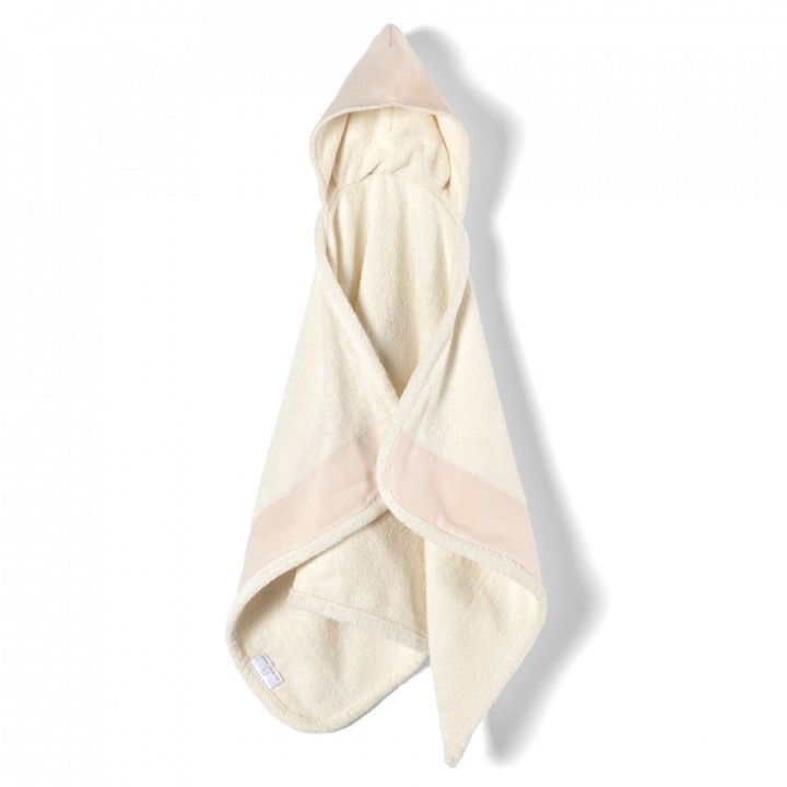 Полотенце с капюшоном «Nathalie» (цвет: нежно-розовый/айвори; 63х107 см, махра, 100% длинноволокнистый хлопок/100% лен)