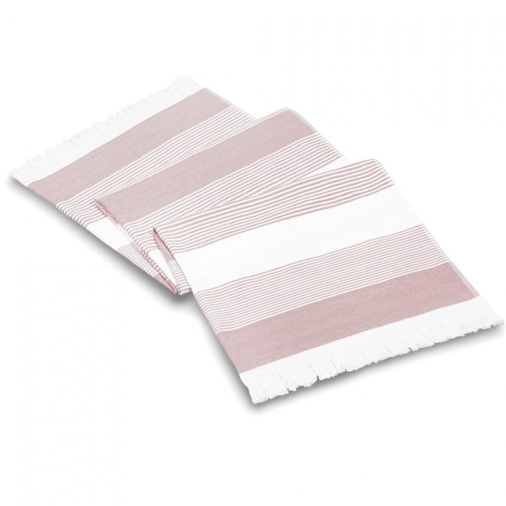 Пештемаль «Karina», цвет: white-misty rose - белый/пыльно-розовый (100х180 см; 100% длинноволокнистый хлопок)