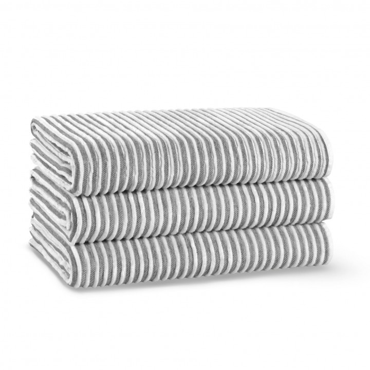 Полотенце махровое «Terry Stripe», цвет: white/dark grey - белый/темно-серый (100х180 см; жаккардовая махра: 100% длинноволокнистый хлопок)