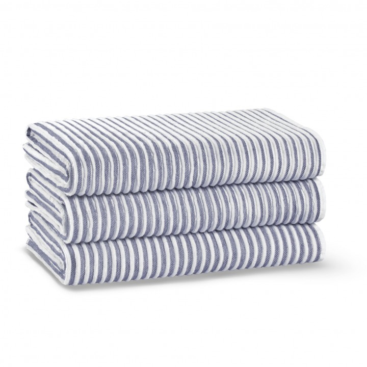 Полотенце махровое «Terry Stripe», цвет: white/navy - белый/синий (100х180 см; жаккардовая махра: 100% длинноволокнистый хлопок)