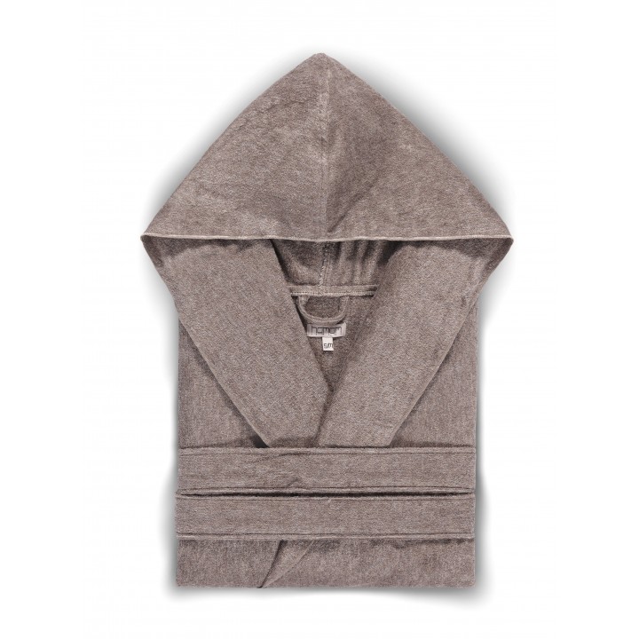 Халат махровый с капюшоном «Ash Light Hooded», цвет: brown - коричневый (размер S/M (42-46); махра: 63% хлопок, 37% модал)