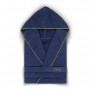 Халат махровый с капюшоном «Meyzer Contrast», цвет: steel blue/spring green - синий/оливковый (размер XS (40-42); махра, 100% хлопок)