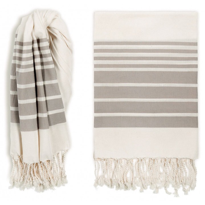 Пештемаль «Fula», цвет: natural-vapour - натуральный/дым (90х180 см; 60% хлопок, 40% шелк)