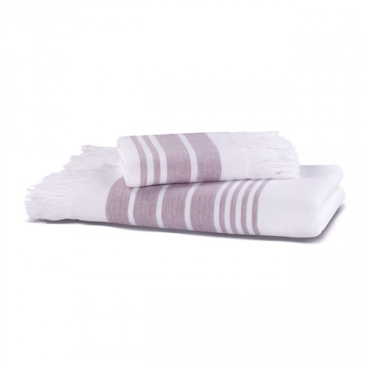 Полотенце махровое «Marine», цвет: white/lavender - белый/лаванда (50х100 см; махра/гладкотканая: 100% хлопок)
