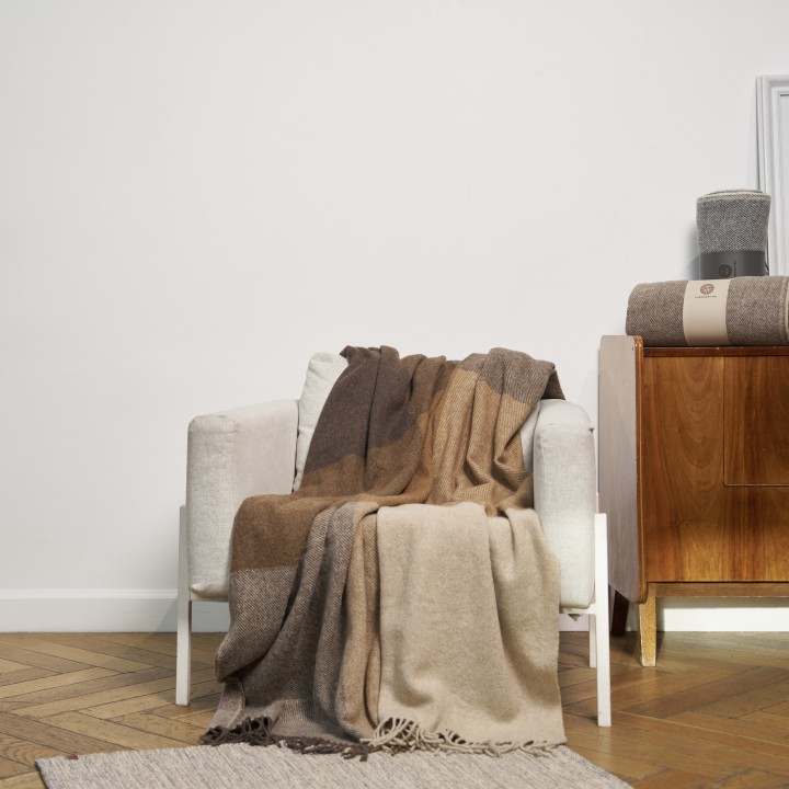 Плед шерстяной «Woolen», цвет: бежево-коричневый (150х200 см; 100% шерсть)