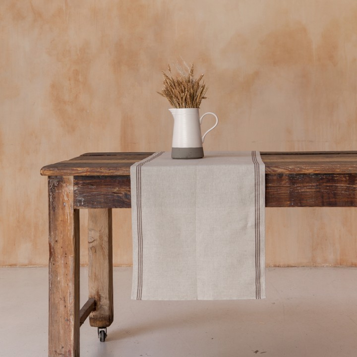 Столовая дорожка «Table Line», цвет: натуральный/коричневый (50х160 см; лен 57%, хлопок 43%)