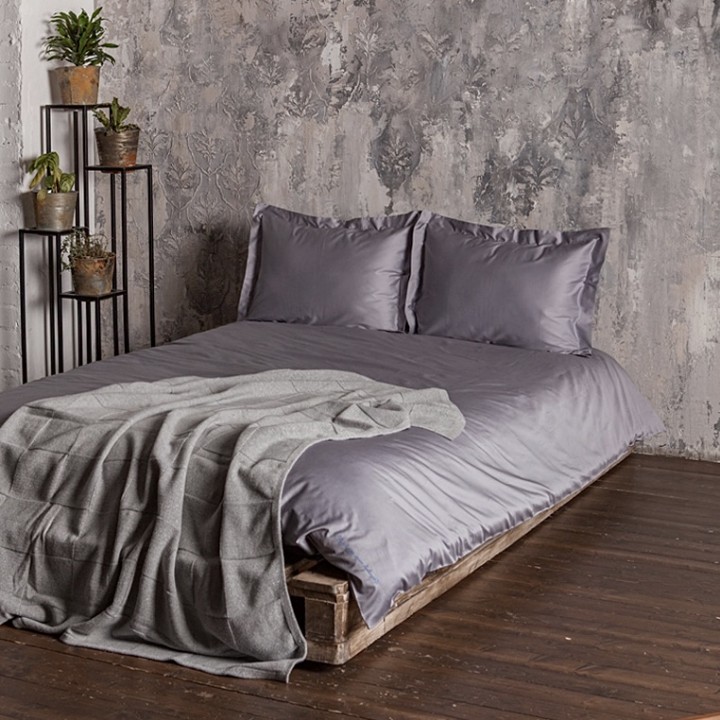 Постельное белье «Daily Bedding», цвет: стальной (евро; сатин: 100% хлопок)