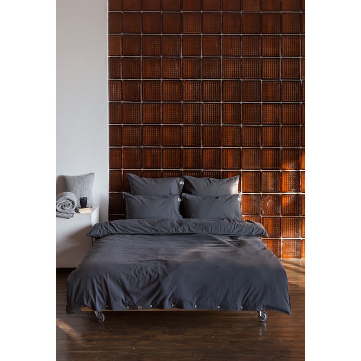 Комплект постельного белья «Лён и Хлопок», цвет: графитовый (1,5 - спальный; 70% хлопок, 30% лен)