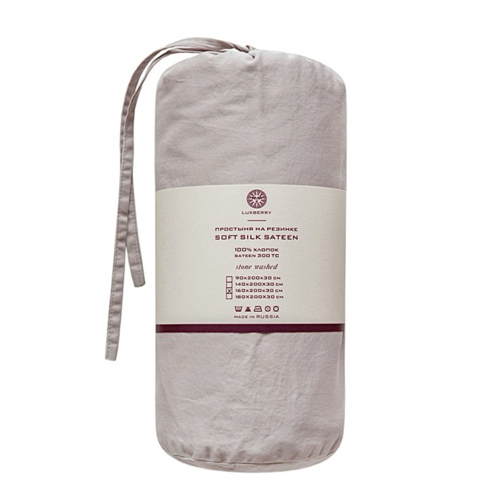 Простыня на резинке «Soft Silk Sateen», цвет: дымчатый (180х200х30 см; софт-сатин: 100% хлопок)