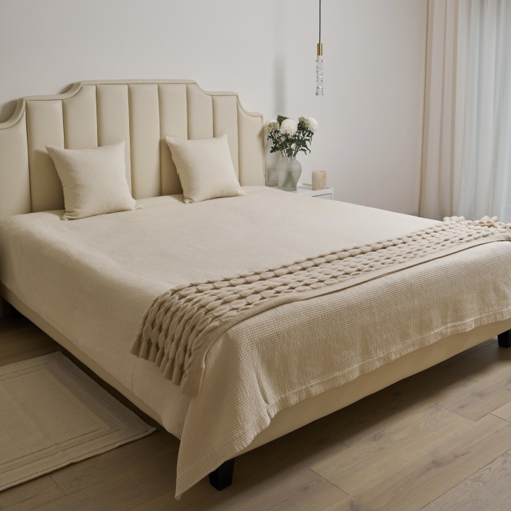 Покрывало «Simple Stripes», цвет: экрю (240х260 см; 100% хлопок)