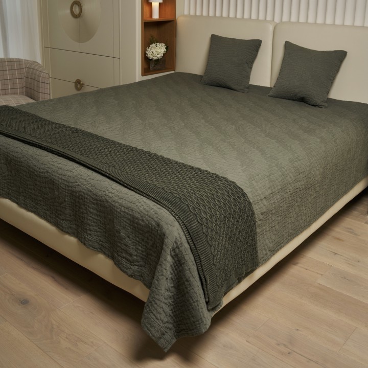 Покрывало «Tree Bark», цвет: зеленый (220х240 см; 100% хлопок)