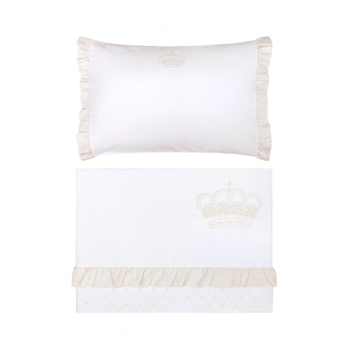 Комплект постельного белья в колыбель «Queen» (цвет: белый/бежевый, сатин)