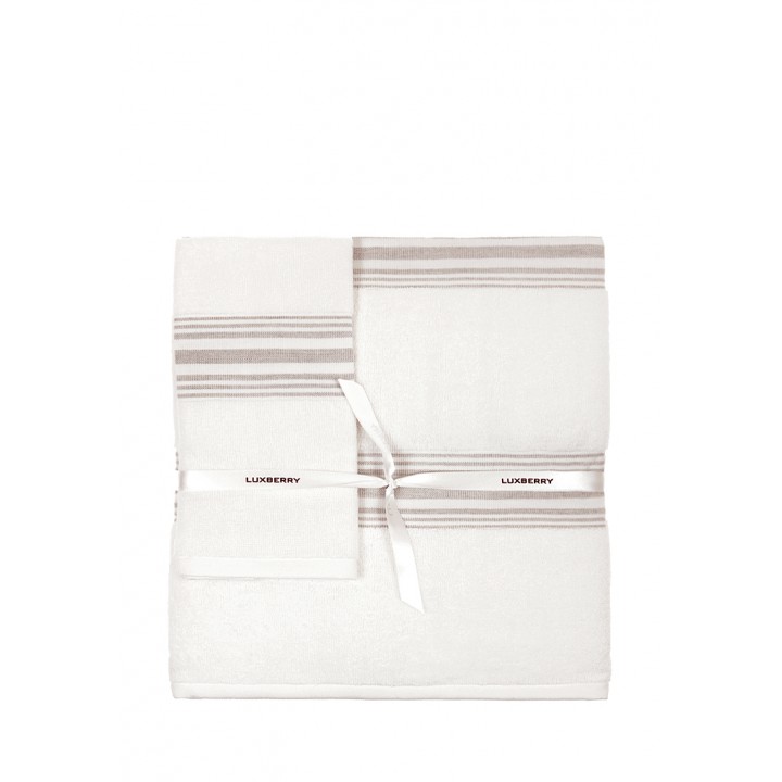 Комплект махровых полотенец «SPA №1», цвет: белый/льняной (размеры: 30х50 см (1), 50х100 см (1), 70х140 см (1); гладкотканая/махра: 97% хлопок, 3% лен)