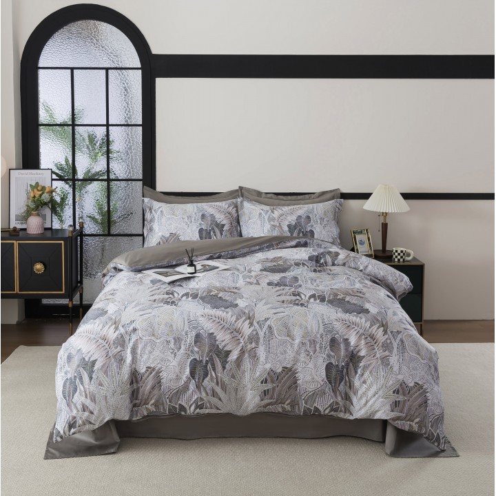 Постельное белье «Alocasia» (евро; мако-сатин: 100% египетский хлопок)