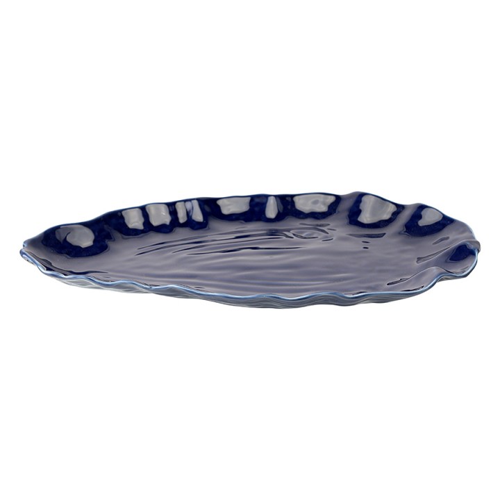 Блюдо сервировочное «Clams», цвет: синий, коллекция Sea Treasures (36,7х22х3,2 см; фарфор)