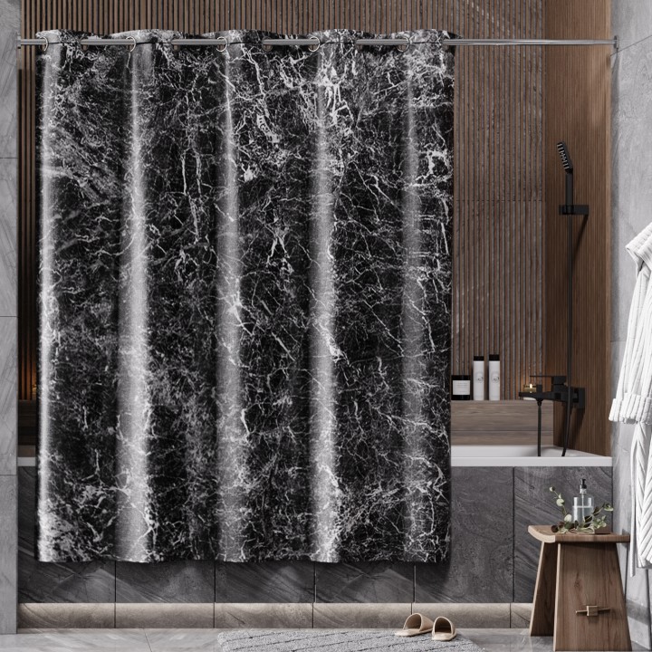 Штора для ванной «Aland Marble Black» (200х200 см; 100% полиэстер)